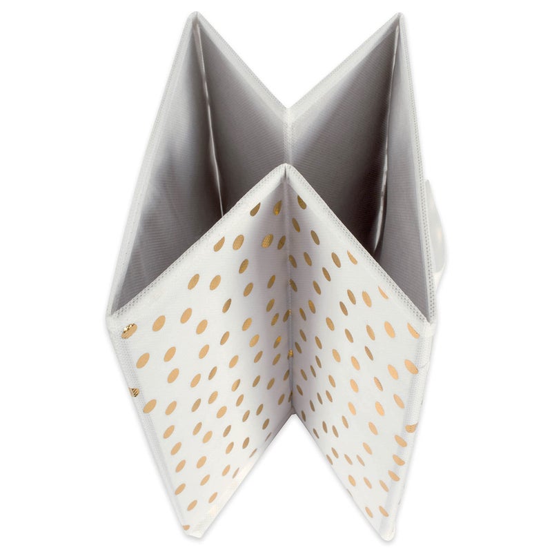 DII Non Woven Polyester Storage Bin, Polka Dot, White & Gold, Large Set of 2 - Image 2